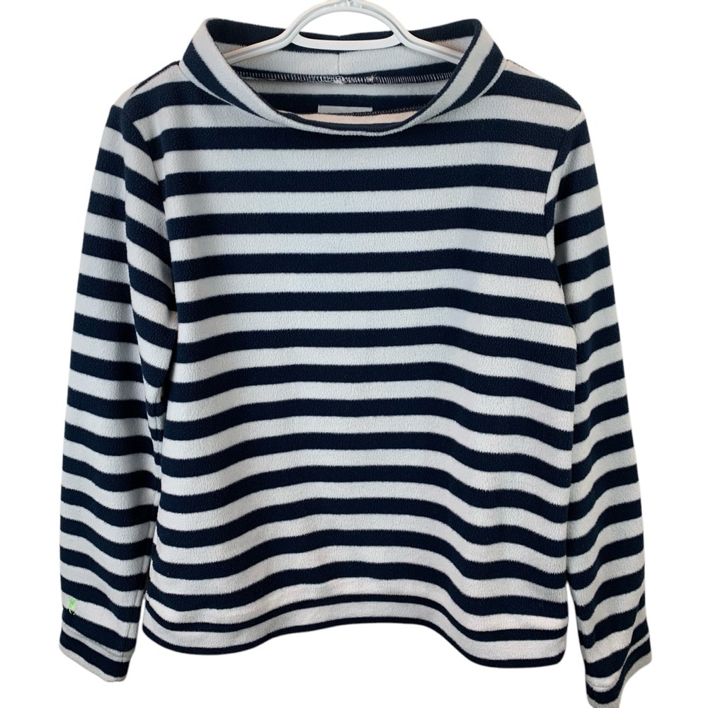 Dudley Stephens sz M Striped Navy Blue White Brighton Boatneck Fleece Sweater